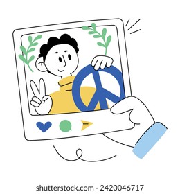Handy doodle mini illustration of peace post 