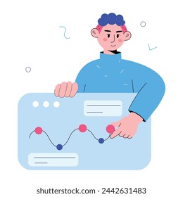 Handy doodle mini illustration of web statistics 