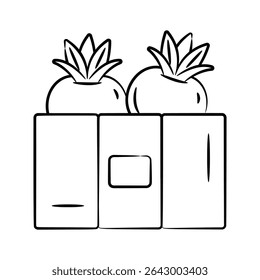 A handy doodle style icon showing fruit crate