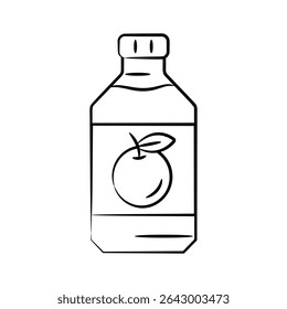 A handy doodle style icon showing fruit juice bottle