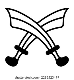 Handy drawing icon of crossed swords 