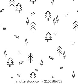 Handy Drawn Line Tree Seamless Pattern