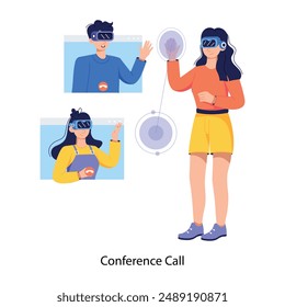 A handy flat character illustration of conference call 