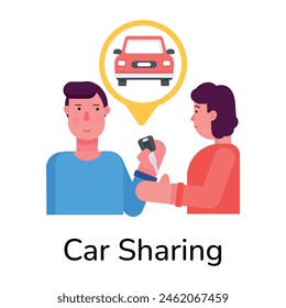 Handy flat icon of car sharing 