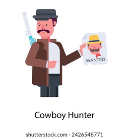 Handy flat icon of a cowboy hunter 
