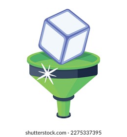 Un práctico icono plano del embudo de datos 