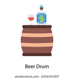 Práctico icono plano que representa un tambor de cerveza 