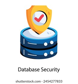 Icono plano práctico que representa la seguridad de la base de datos 