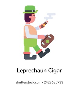 Handy flat icon depicting leprechaun cigar 