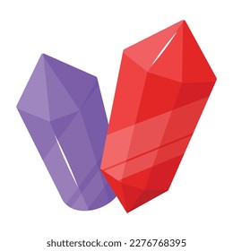 Handy flat icon depicting a pair of colourful crystals 
