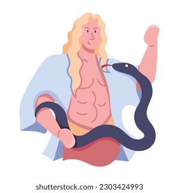 Here’s a handy flat icon depicting snake warrior 