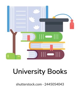 Handy flat icon depicting university books 