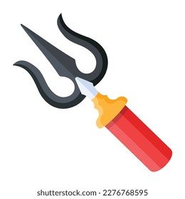 Icono plano práctico de un tenedor de tridente diablo 