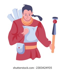 Here’s a handy flat icon of a fantasy scholar 