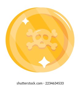 Un práctico icono plano de la bolsa de oro 