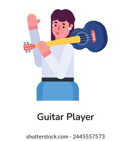 Handy flat icon of guitar player 