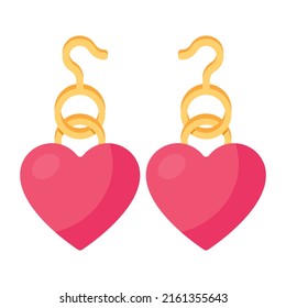 A Handy Flat Icon Of Heart Earrings 

