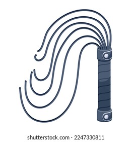 Un práctico icono plano de látigo de cuero