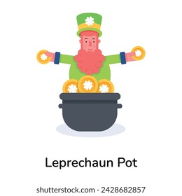 Handy flat icon of a leprechaun pot 