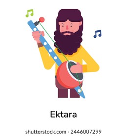 Handy flat icon of a man playing ektara 