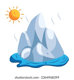 Handy flat icon of a melting glacier 