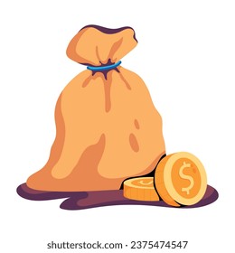Handy flat icon of money sack 