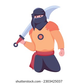 Handy flat icon of a ninja character 