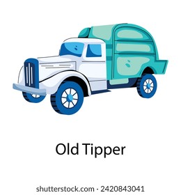 Handy flat icon of an old tipper 