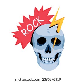 Handy flat icon showing rock skull 
