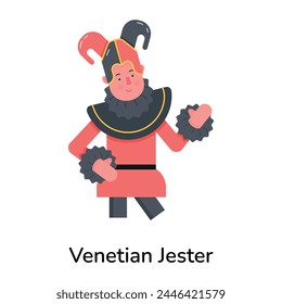 A handy flat icon showing venetian jester 