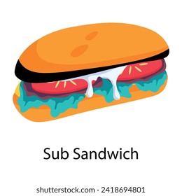Handy flat icon of sub sandwich 