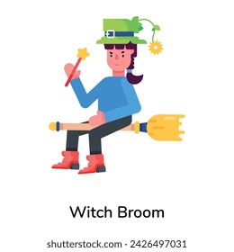 Handy flat icon of a witch broom 