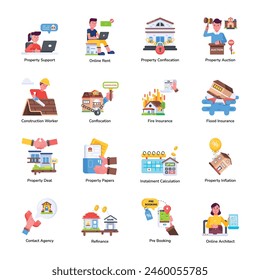 Handy Flat Icons Depicting Property Services

