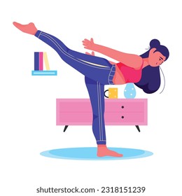 Handy flat illustration of balancing pose 