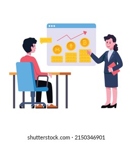 Una útil ilustración plana de la presentación de negocios 


