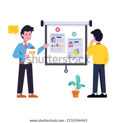 A handy flat illustration of business presentation 


