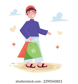 Eine praktische flache Illustration von eid-shopping 