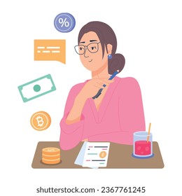 Ilustración plana práctica de un asesor financiero 