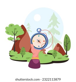 Praktische flache Illustration von Waldkompass  