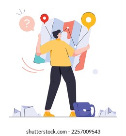 Una útil ilustración plana del mapa de ubicación 