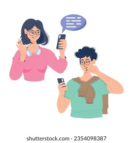 Ilustración plana y práctica del chat móvil 