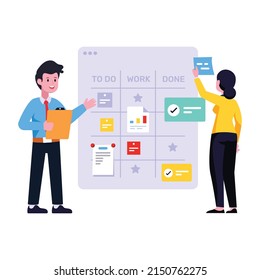 A handy flat illustration of project schedule 

