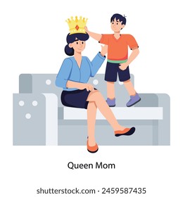 A handy flat illustration of queen mom 