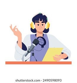 A handy flat illustration showing show host 