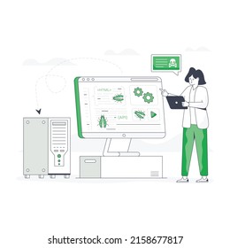 Una útil ilustración plana del virus del sistema 

