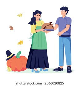 A handy flat illustration of thanksgiving day 