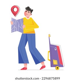 A handy flat illustration of travel map 