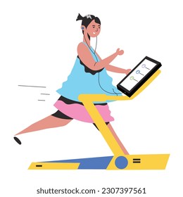 A handy flat illustration of treadmill running 