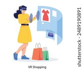 A handy flat illustration of vr shopping 