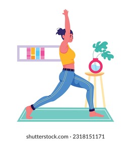 A handy flat illustration of warrior pose 